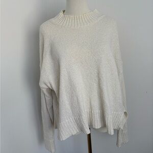 Melrose and Market White Crew Neck Sweater with Relaxed Fit